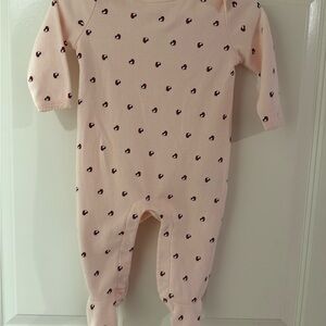 Tommy Hilfiger Baby Pink Heart Patterned Kids One Piece Footsie Sleeper 3-6 Mos